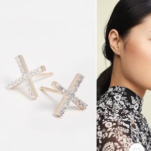 Adina Reyter 14k Gold Pave X Post Earrings
